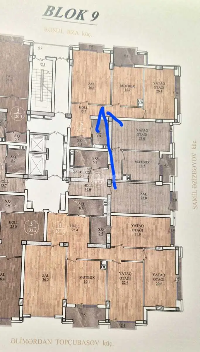 2-комнатная квартира, Ясамальский район, Rəsul Rza 345, Баку — фото 4