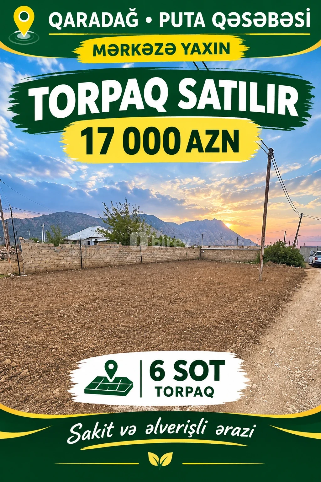 6 sot torpaq, Qaradağ rayonu, Qaradağ Rayon Puta qəsəbəsi, Bakı şəhəri — şəkil 1