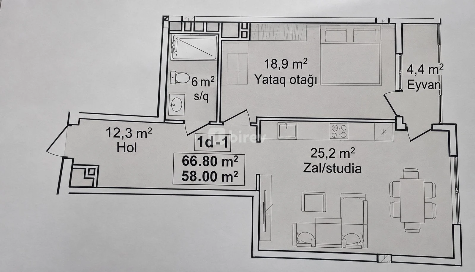 2 otaqlı mənzil, Yasamal q., Heydər Hüseynov küçəsi, Yasamal rayonu — şəkil 2