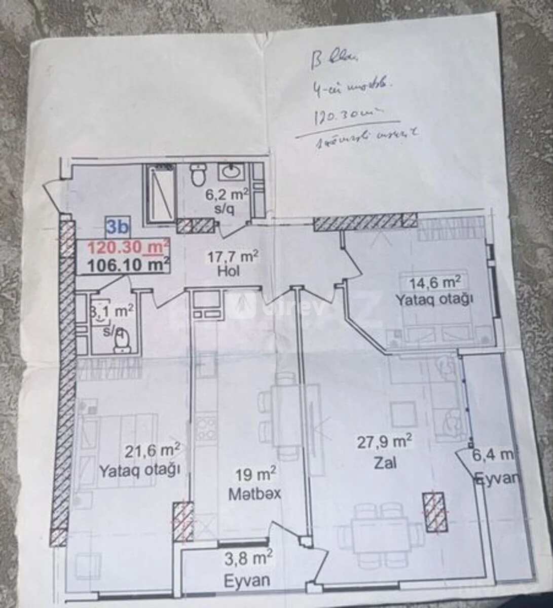 3 otaqlı mənzil, Yasamal q., Şərifzadə 241, Yasamal rayonu — şəkil 5