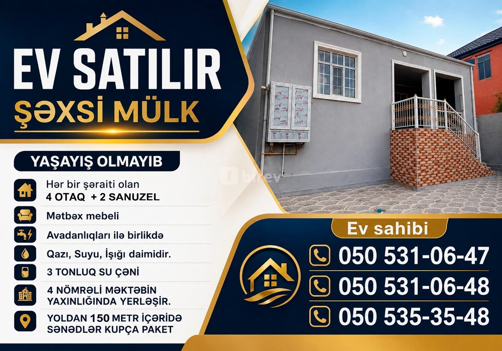 4 otaqlı həyət evi, Mehdiabad q., Mehdiabad qəsəbəsi, Abşeron rayonu — şəkil 8