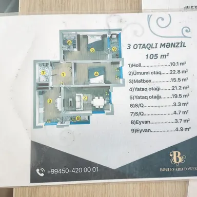3 otaqlı mənzil, Xətai rayonu, Şah İsmayıl Xətai m.